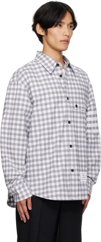 Thom Browne Gray 4-Bar Gingham Shirt 2