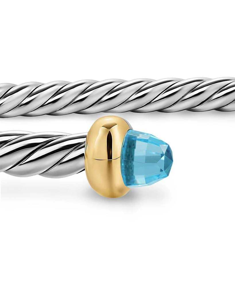 David Yurman Micro Cable Flex® Bracelet in Sterling Silver with 14K Yellow Gold and Blue Topaz, 2.6mm 5