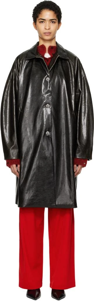 Cordera Black Scratched Faux-Leather Coat 1