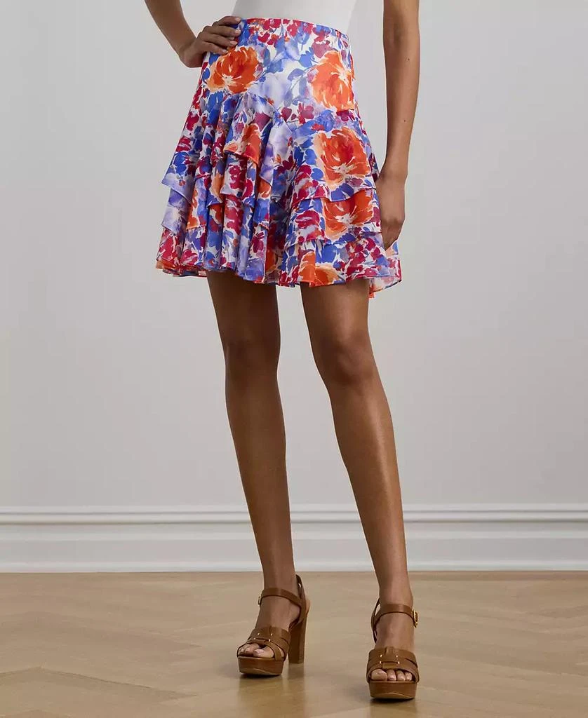 Ralph Lauren Women's Floral Crinkle Georgette Tiered Skirt 1