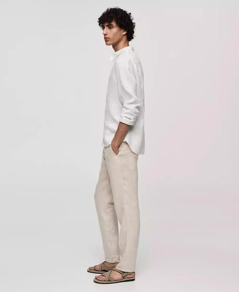 Mango Men's Linen Mao Collar Shirt 4