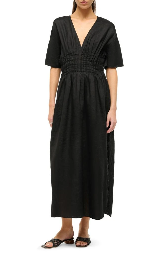 Staud Lauretta Pleated Waist Linen Maxi Dress 1