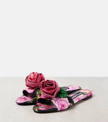 Dolce 
Gabbana Floral-appliqué brocade slides 4