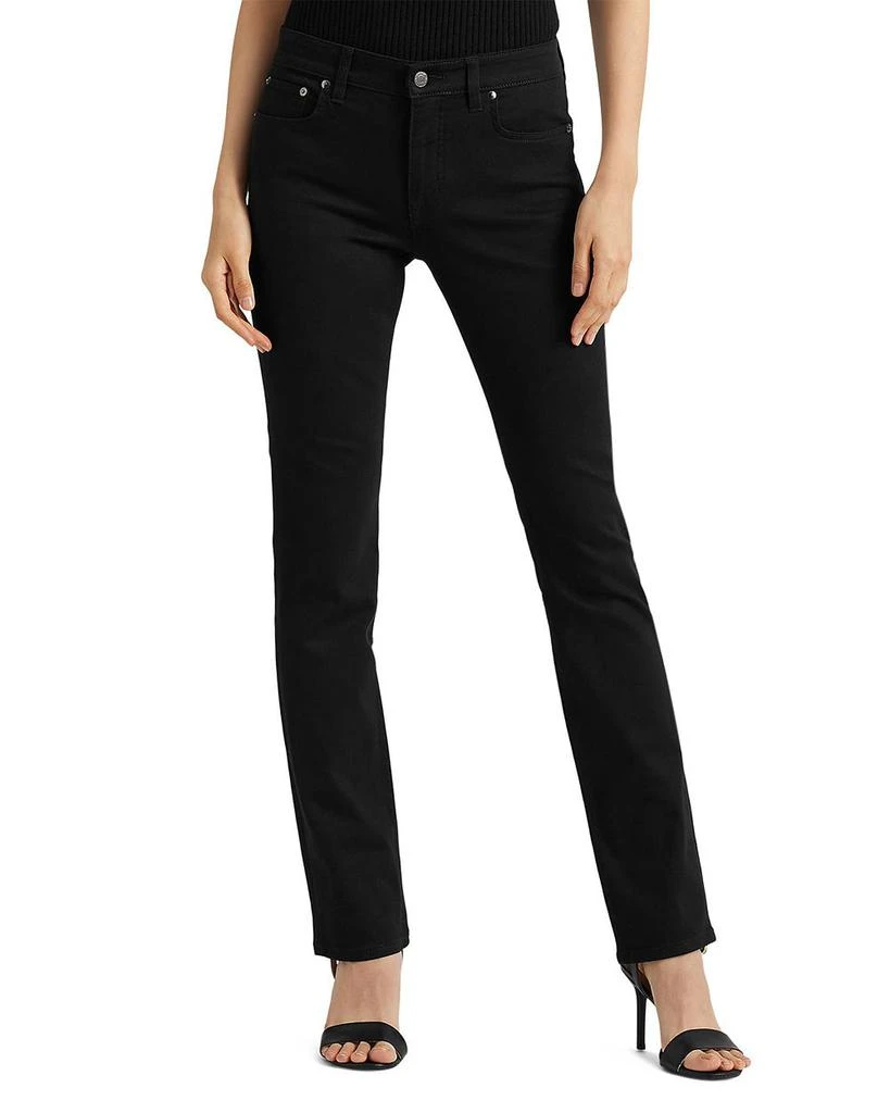 Ralph Lauren Mid Rise Straight Super Stretch Jeans in Black 1