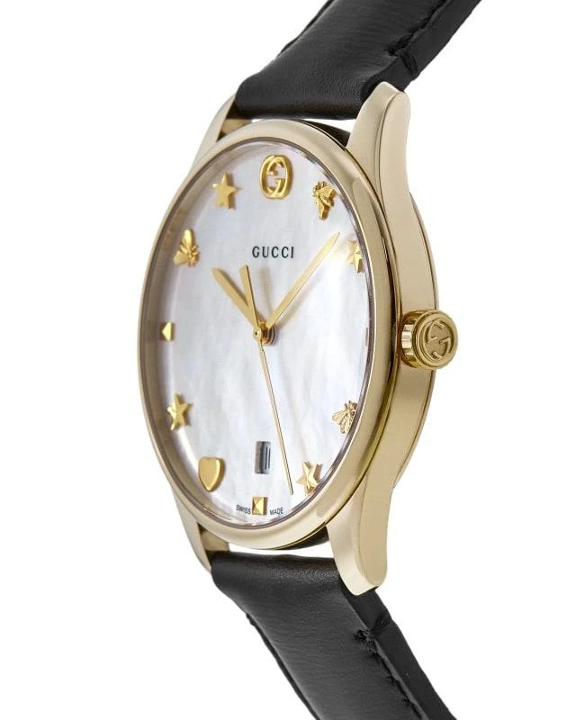 Gucci Gucci G-Timeless Mother of Pearl Dial Black Leather Strap Women's Watch YA1264044A 3