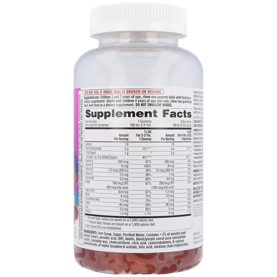 Walgreens Children's Complete Multivitamin Gummies Natural Cherry, Orange & Raspberry 6