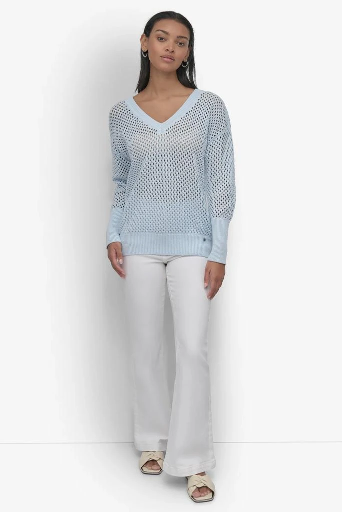 DKNY 3/4 WIDE SLEEVE CREW NECKOPEN POINTELLE STITCH 4