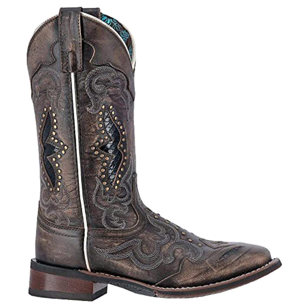 Laredo Spellbound Studded Tooled Inlay Embroidered Square Toe Cowboy Boots