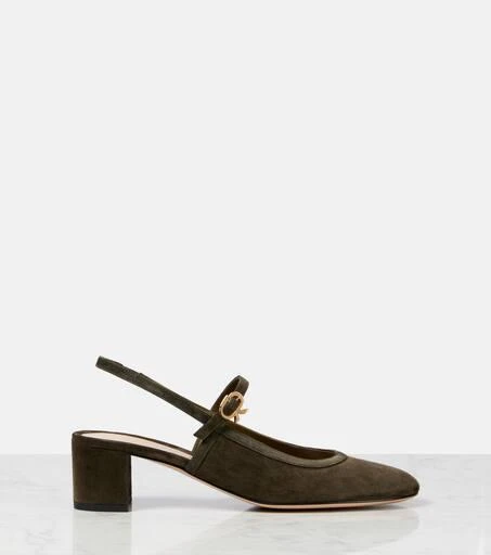Gianvito Rossi Leather-trimmed suede slingback pumps 4