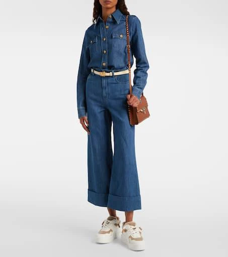 Valentino One Stud XL leather and corduroy sneakers 3