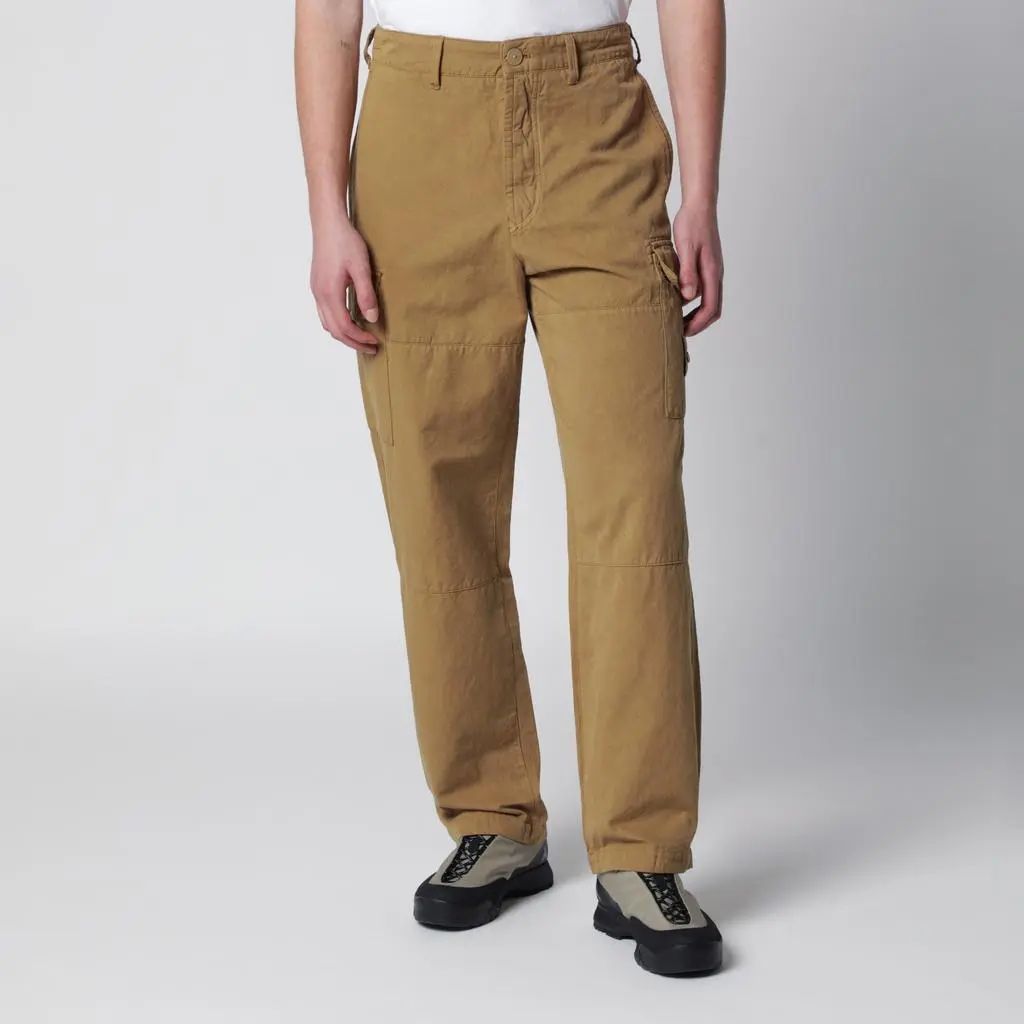 Stone Island Ghost garment-dyed cotton and linen cargo trousers beige