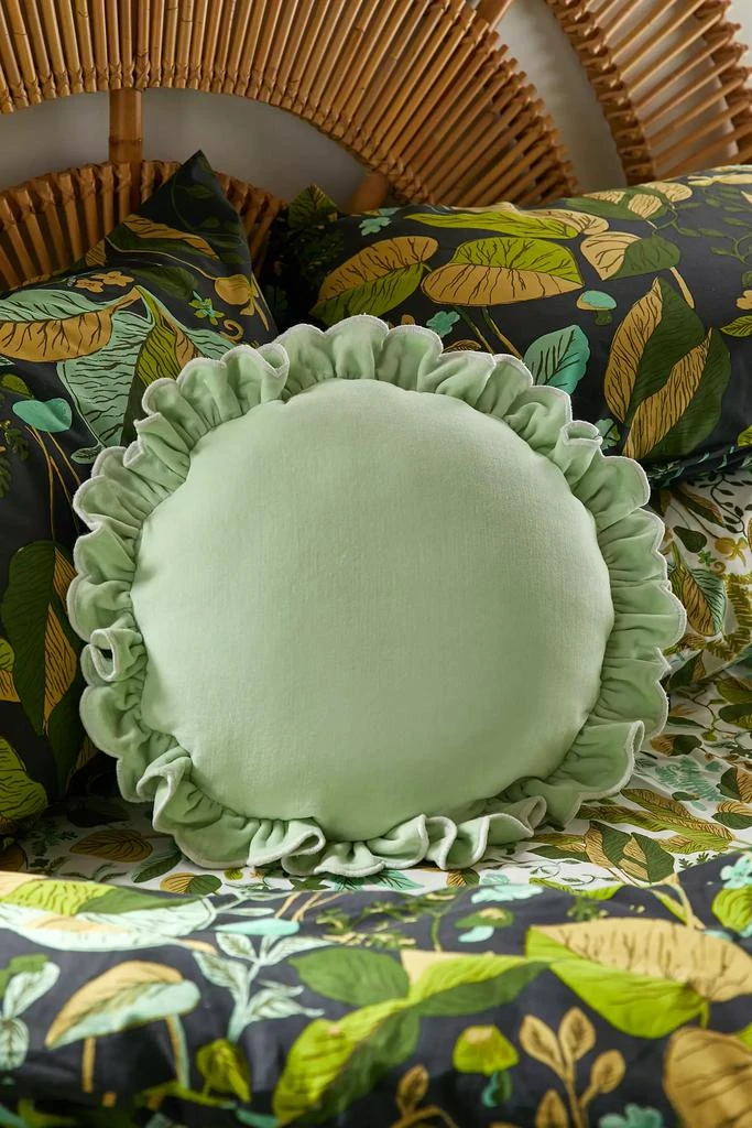 Urban Outfitters Ruffle Round Velvet Throw Pillow