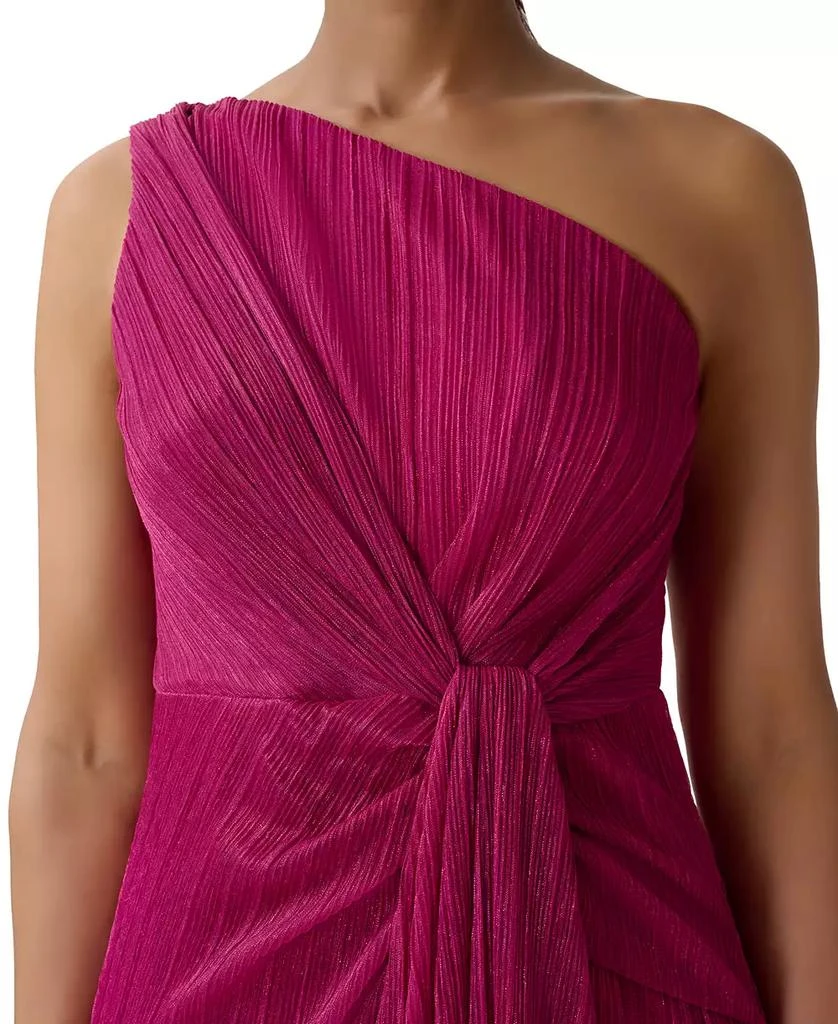 strapless open back dress Light Purple One Shoulder Foil Draped Popover Gown