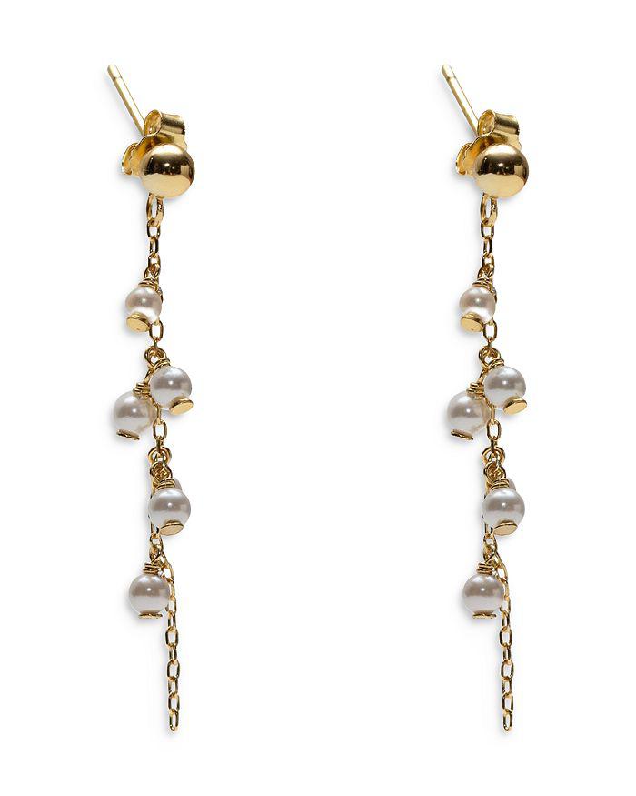Argento Vivo 18K Gold Plated Sterling Silver Delicate Pearl Linear Drop Earrings