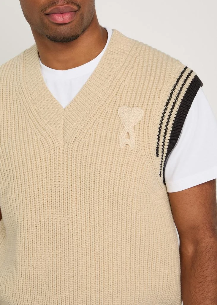 AMI Logo-appliquéd wool-blend vest 5