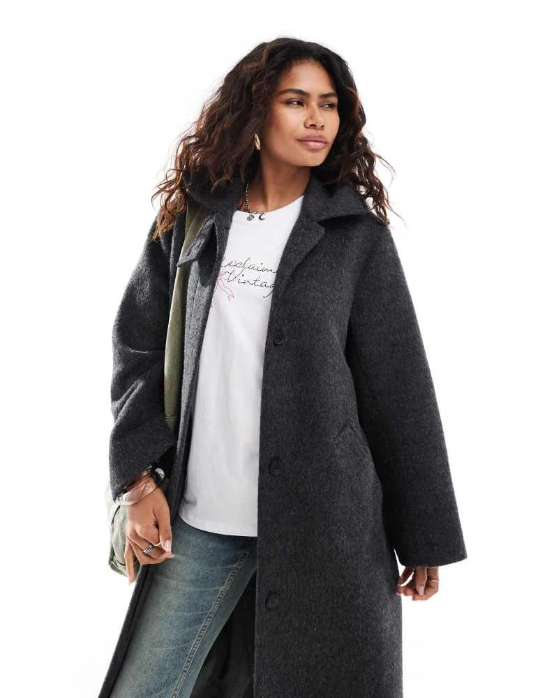 Weekday Weekday Gate wool blend car coat in dark grey 3