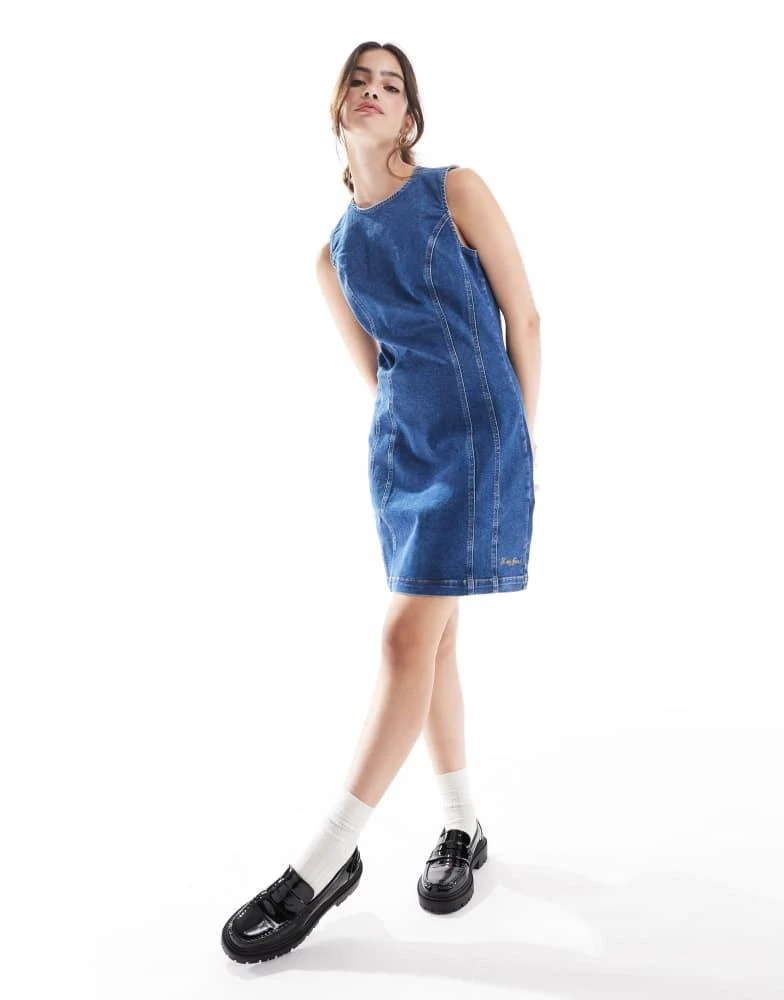 Tommy Jeans Tommy Jeans seam detail denim mini dress in mid wash 1