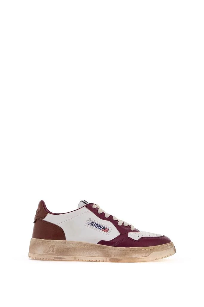 Autry Medalist Low Super Vintage Sneakers In White/purple Leather 1