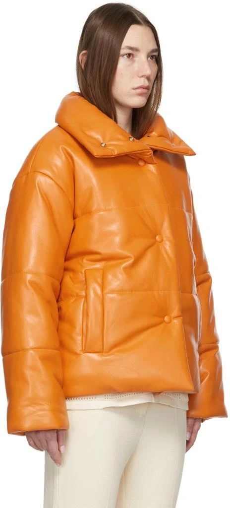 Nanushka Orange Hide Puffer Vegan Leather Jacket 2