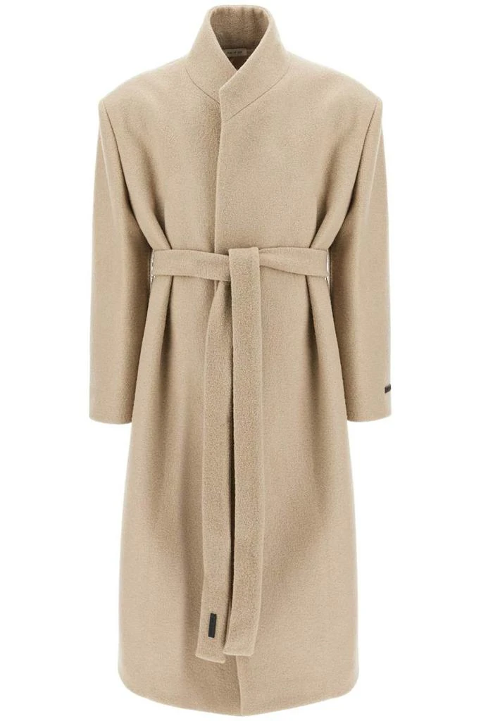 Fear of god wool coat with high collar and boiled wool 1