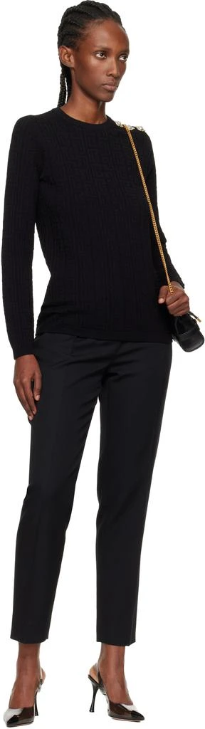 Balmain Black High-Waisted Grain de Poudre Trousers 4