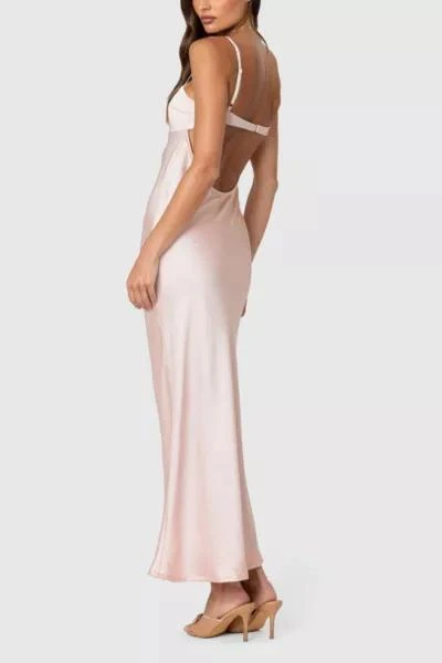 Edikted Edikted Vienna Open Back Satin Maxi Dress 5