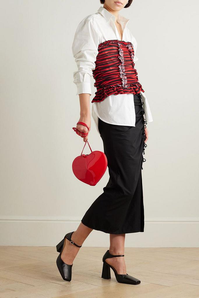 Molly Goddard Tracey strapless ruffled striped tulle top