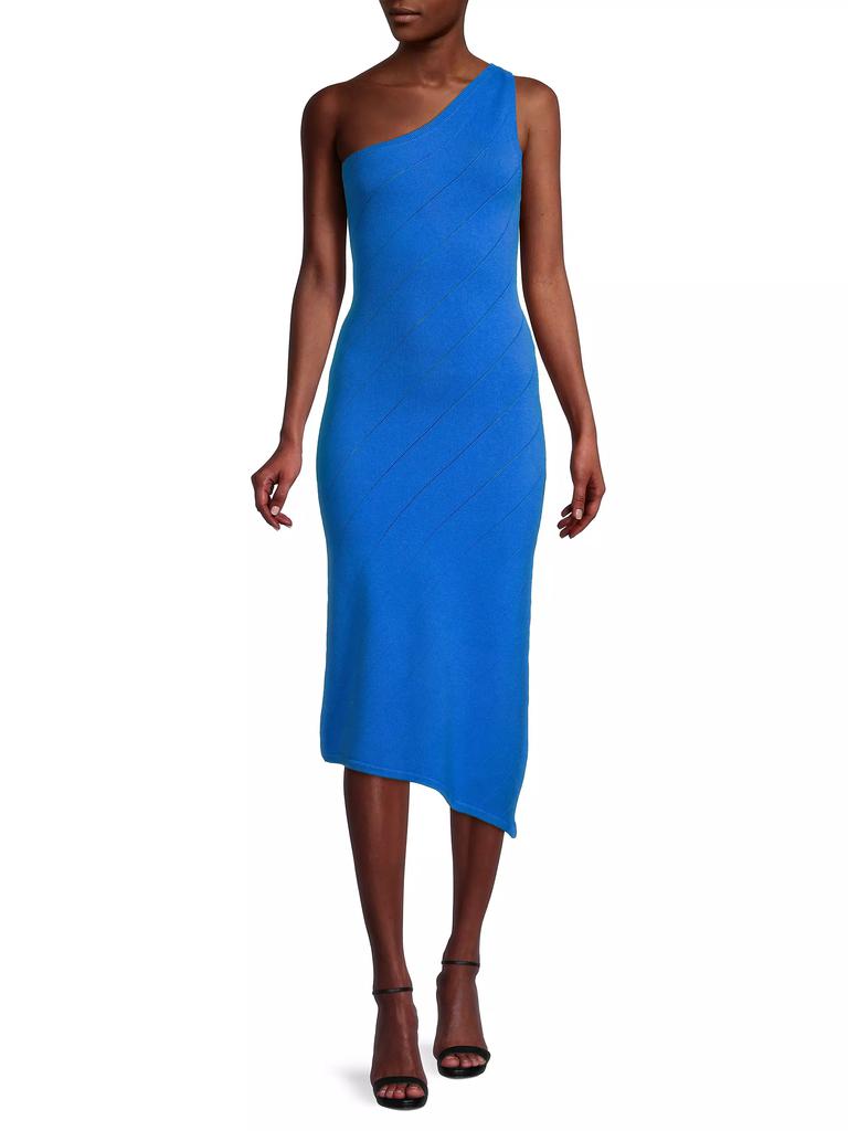 Victor Glemaud Asymmetric Pointelle Midi-Dress