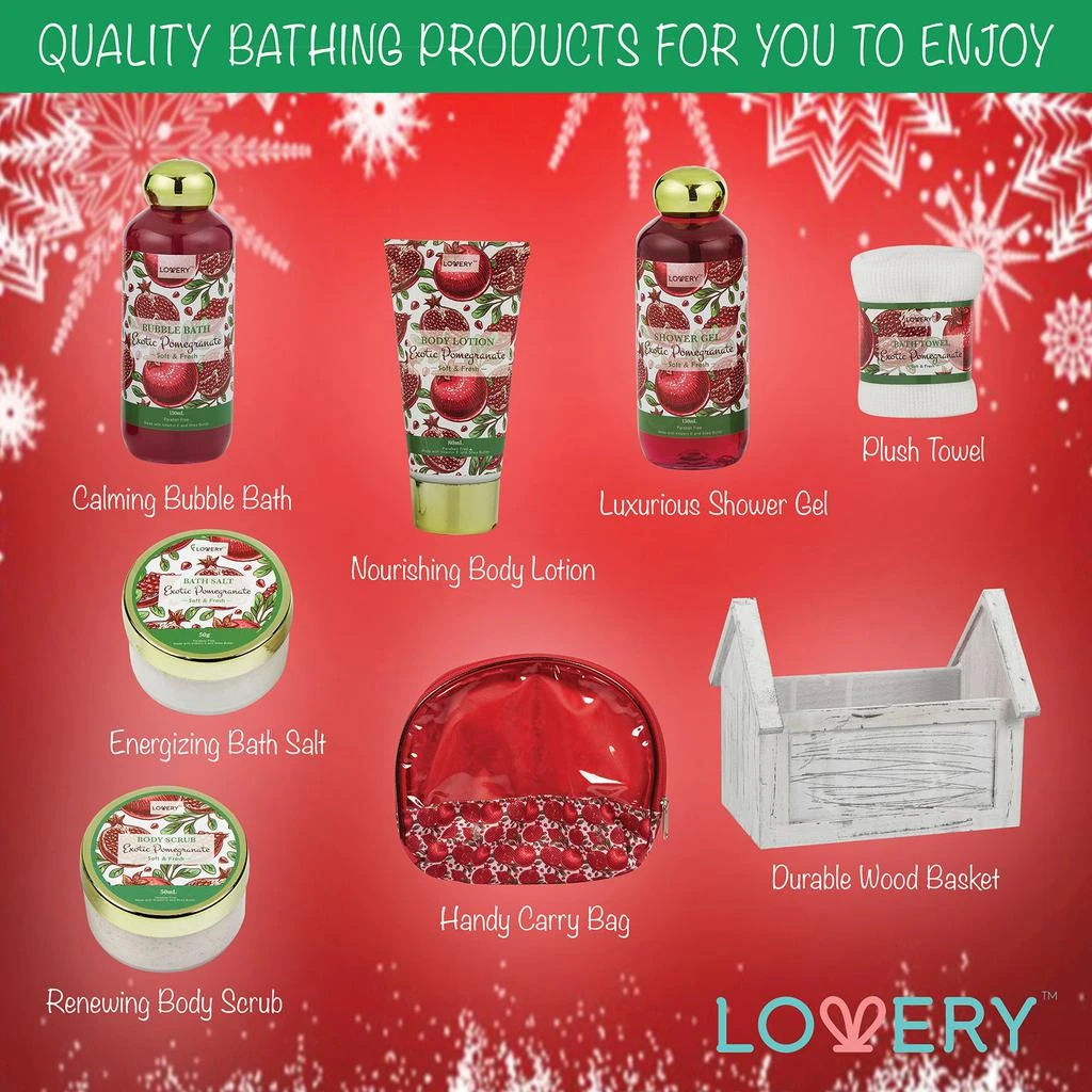 Lovery Home Spa Gift Basket - Exotic Pomegranate - 8 pc set 2