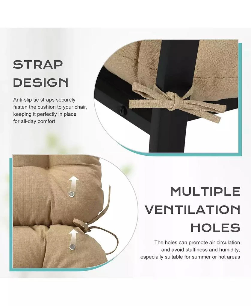 Aoodor Tufted Rocking Chair Cushion, High Back Chair Cushion with Waterproof and Fade-Resistant, Set of 2 6