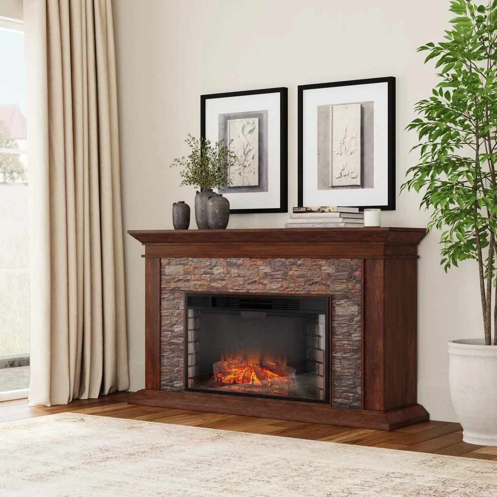 SEI Canyon Heights Faux Stone Electric Fireplace 1