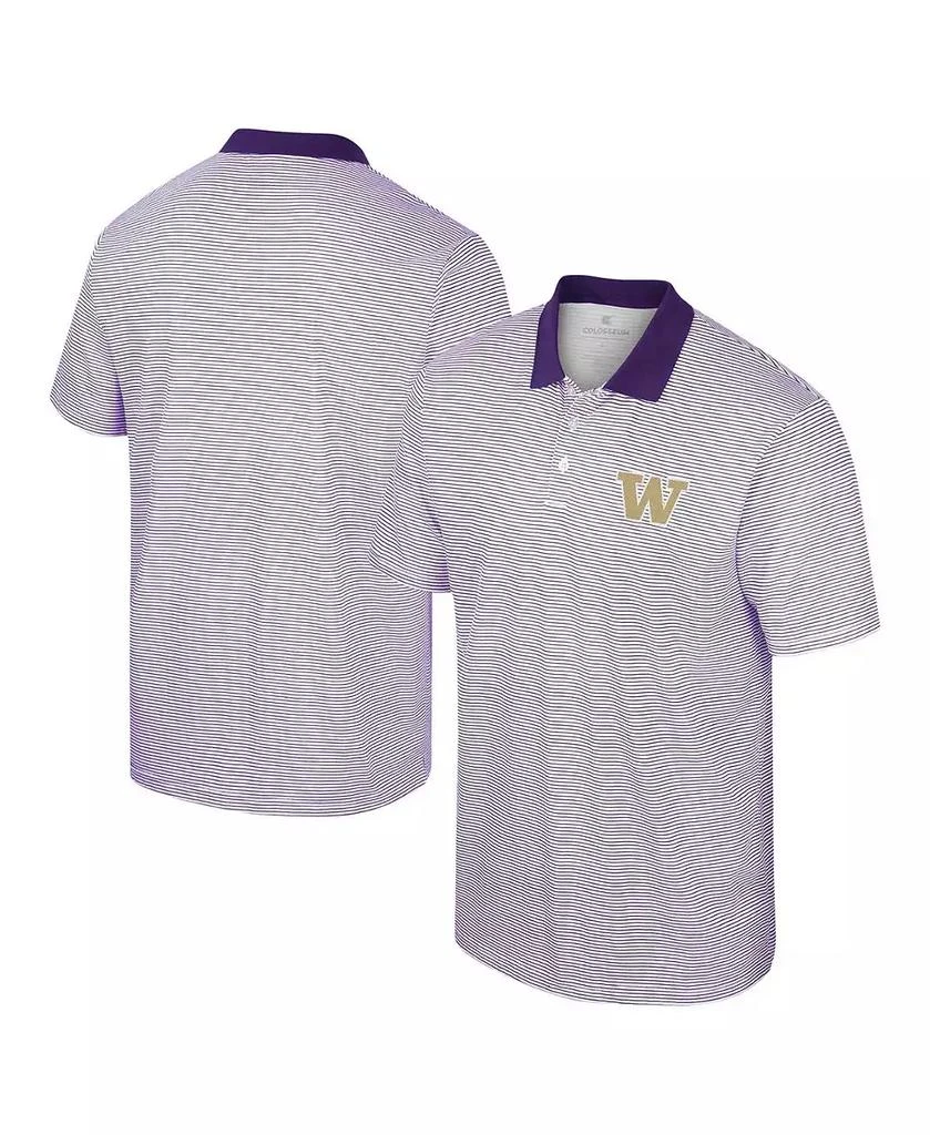 Colosseum Men's White, Purple ECU Pirates Print Stripe Polo Shirt 2