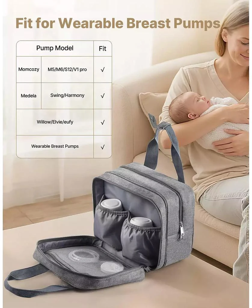 Mecale Wearable Breast Pump Bag with Ice Pack, Fits M5/M6, Storage for Pump Accessories 
Breastmilk, Portable Carrying Case, Grey 5