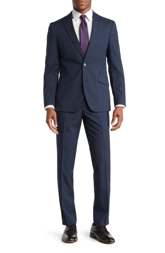 SAVILE ROW CO Navy Check Two-Button Notch Lapel Suit 1