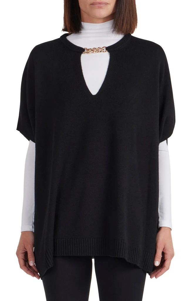 Bruno Magli Wool & Cashmere Blend Chain Trim Knit Capelet Top 1