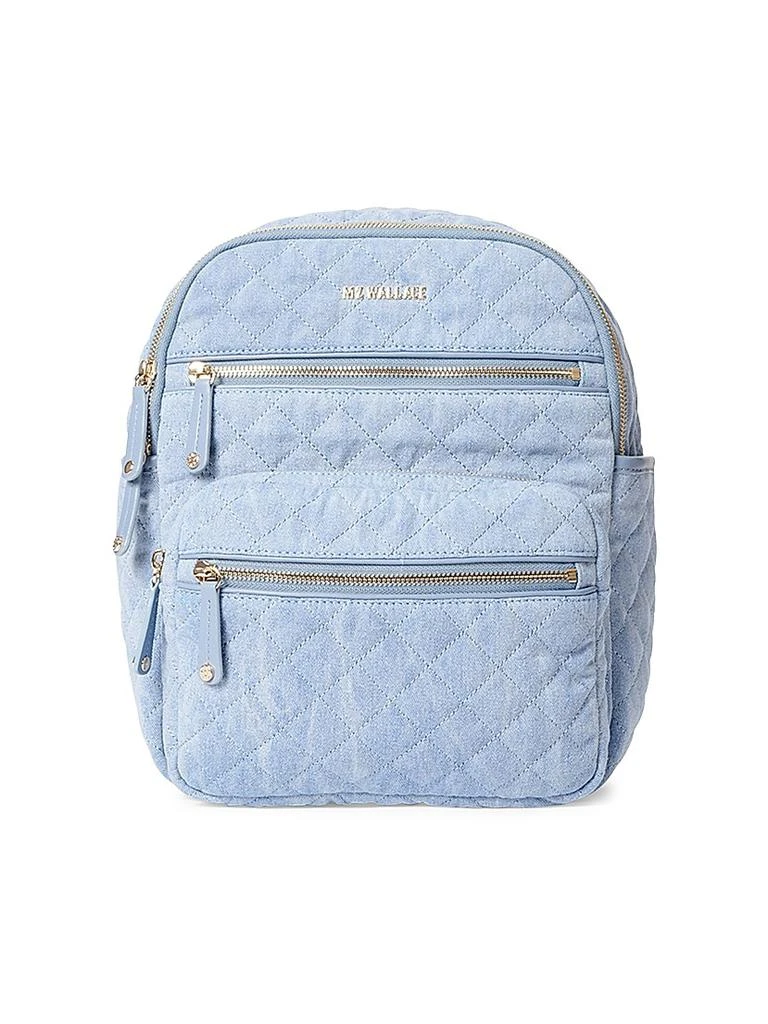 MZ Wallace Small Crosby Quilted Denim Backpack 1