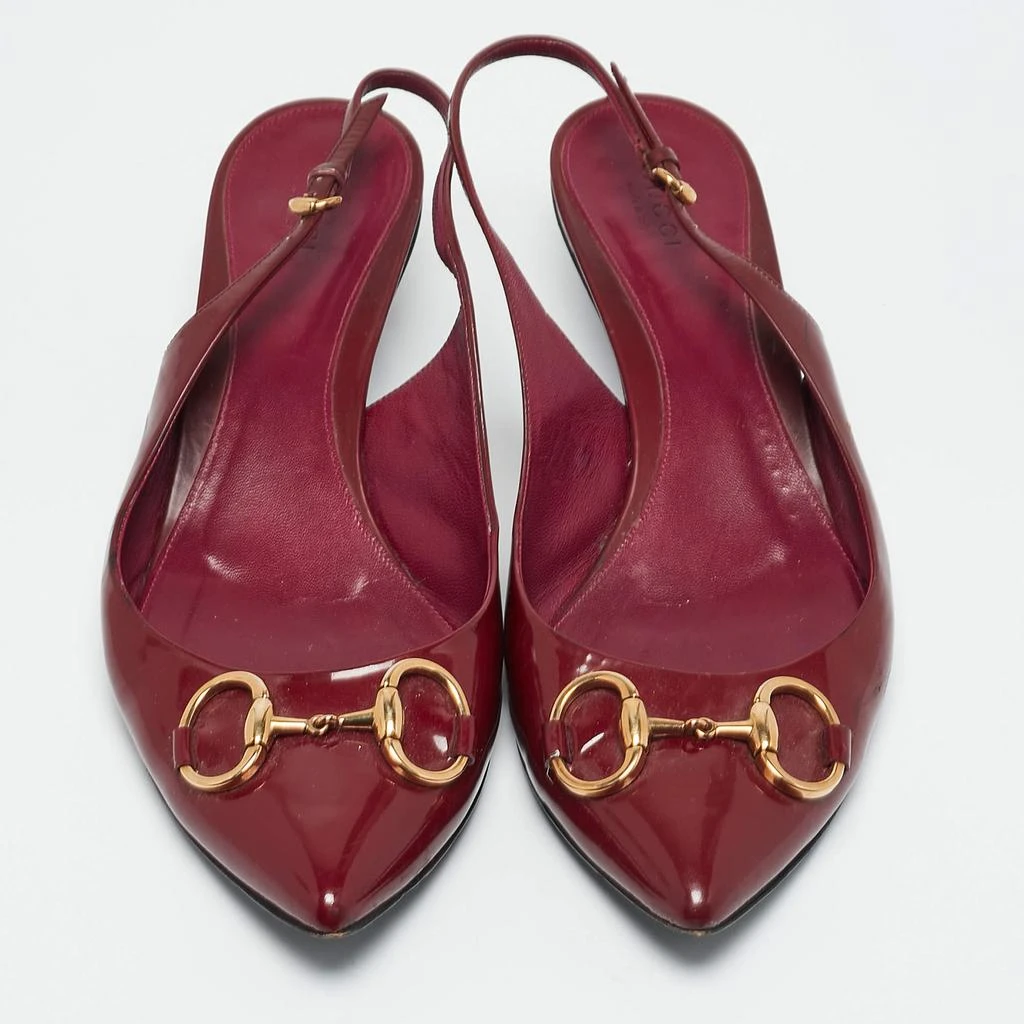 Gucci Gucci Burgundy Patent Leather Horsebit Slingback Pumps Size 40.5 3