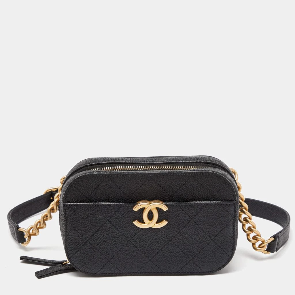 Chanel Chanel Black Quilted Caviar Leather Chic Affinity Belt Bag 1