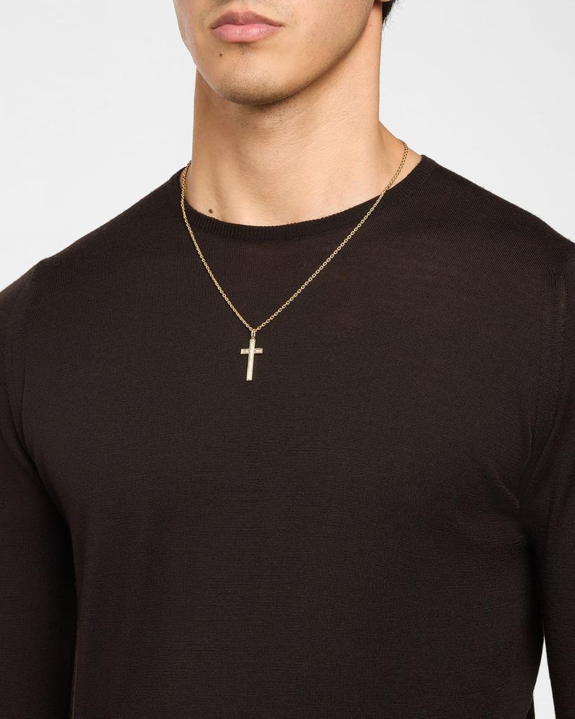 Sydney Evan Men's 14K Gold Diamond Baguette Cross Pendant