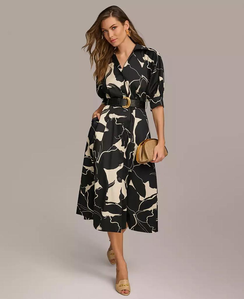 Donna Karan Petite Printed Belted Shirtdress