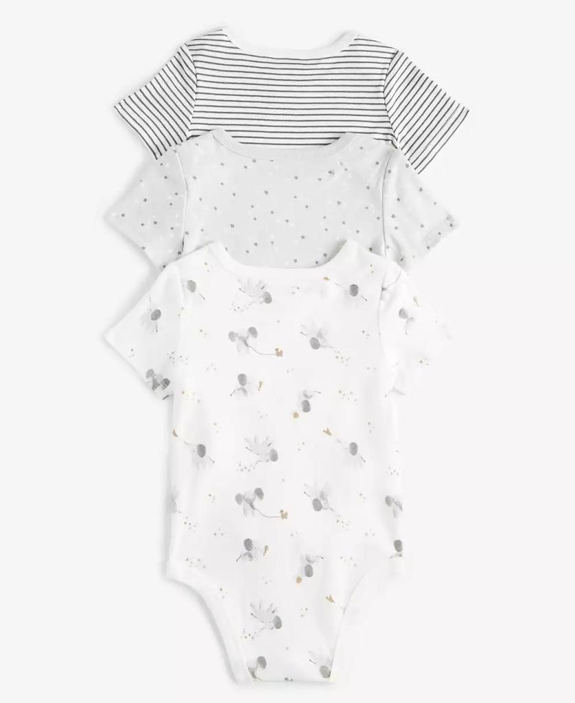 First Impressions Baby Elephant Cotton Bodysuits, 3 Pack, Created for Macy's