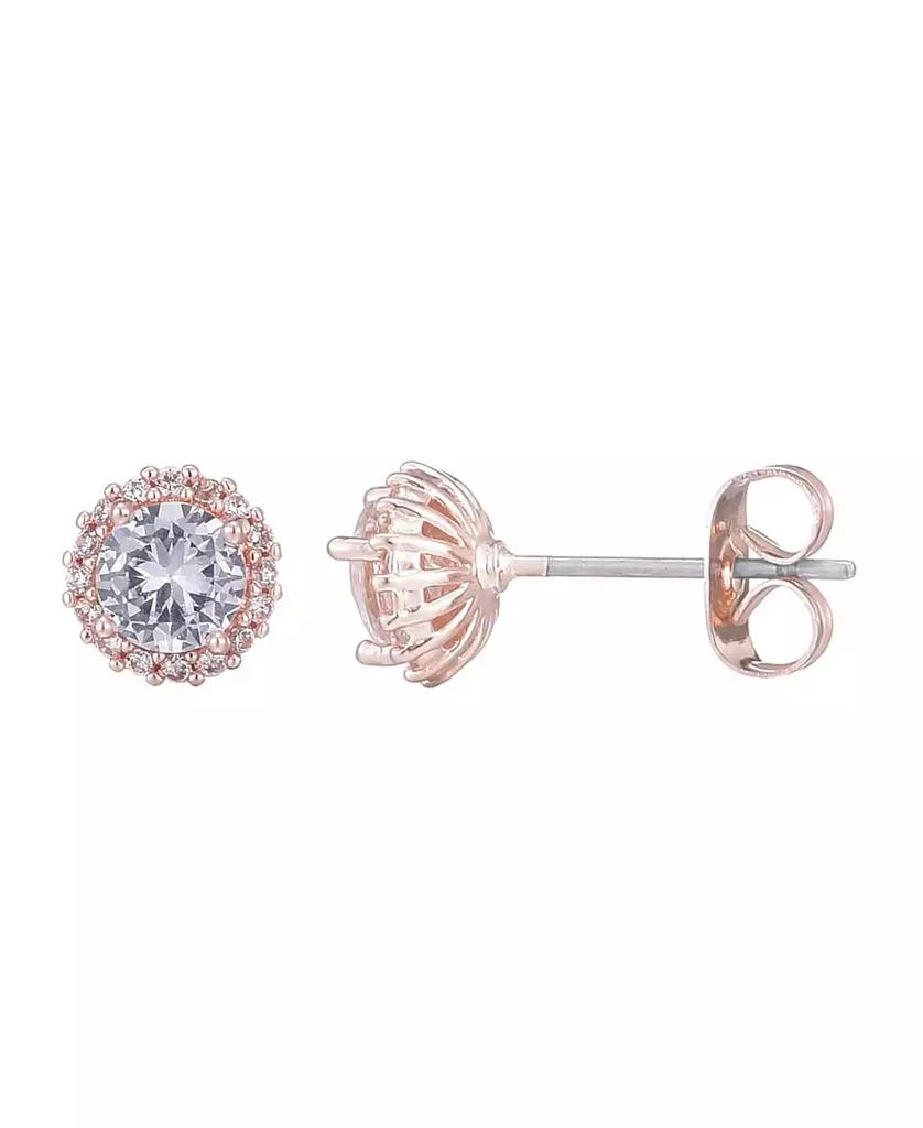 ADORNIA Rose Gold CZ Halo Stud Earrings