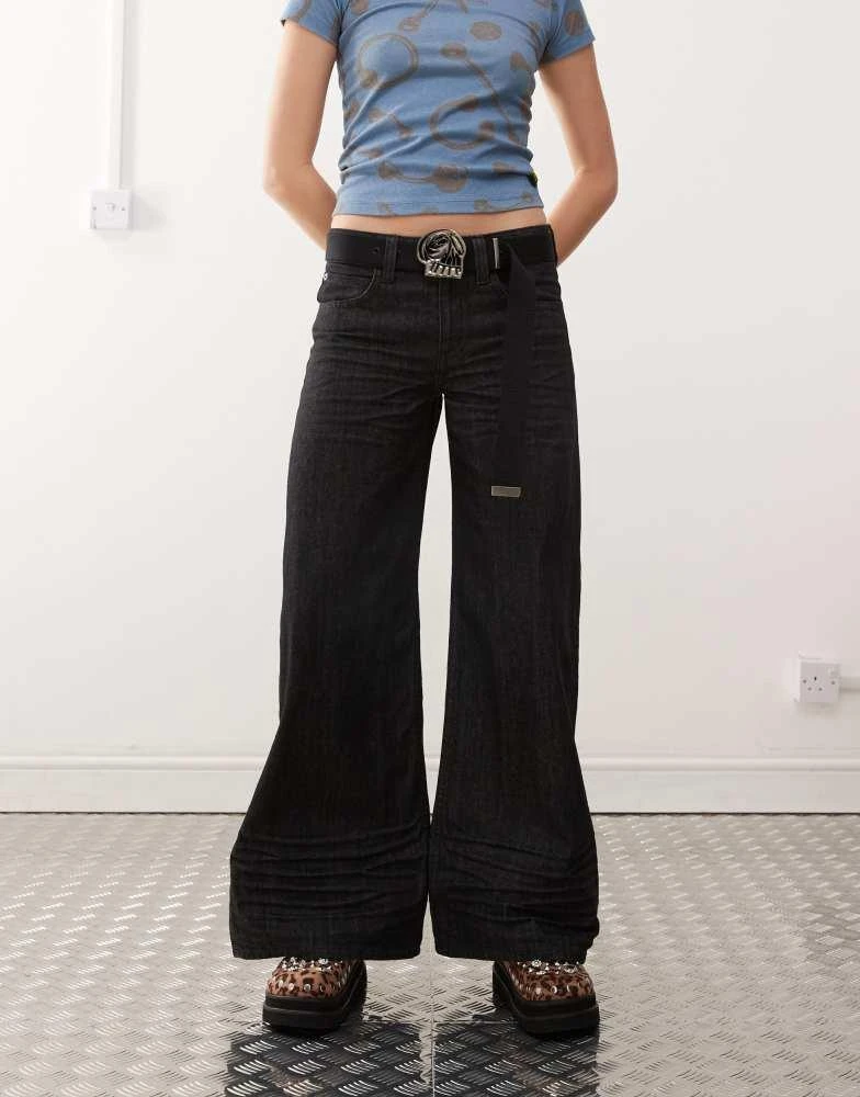 Cheap Monday Cheap Monday Poser mid rise wide leg skater jeans in rinse wash black 4