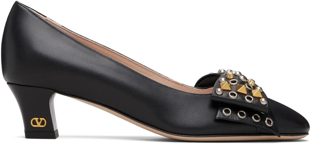Valentino Black Bowow Kidskin Heels 1