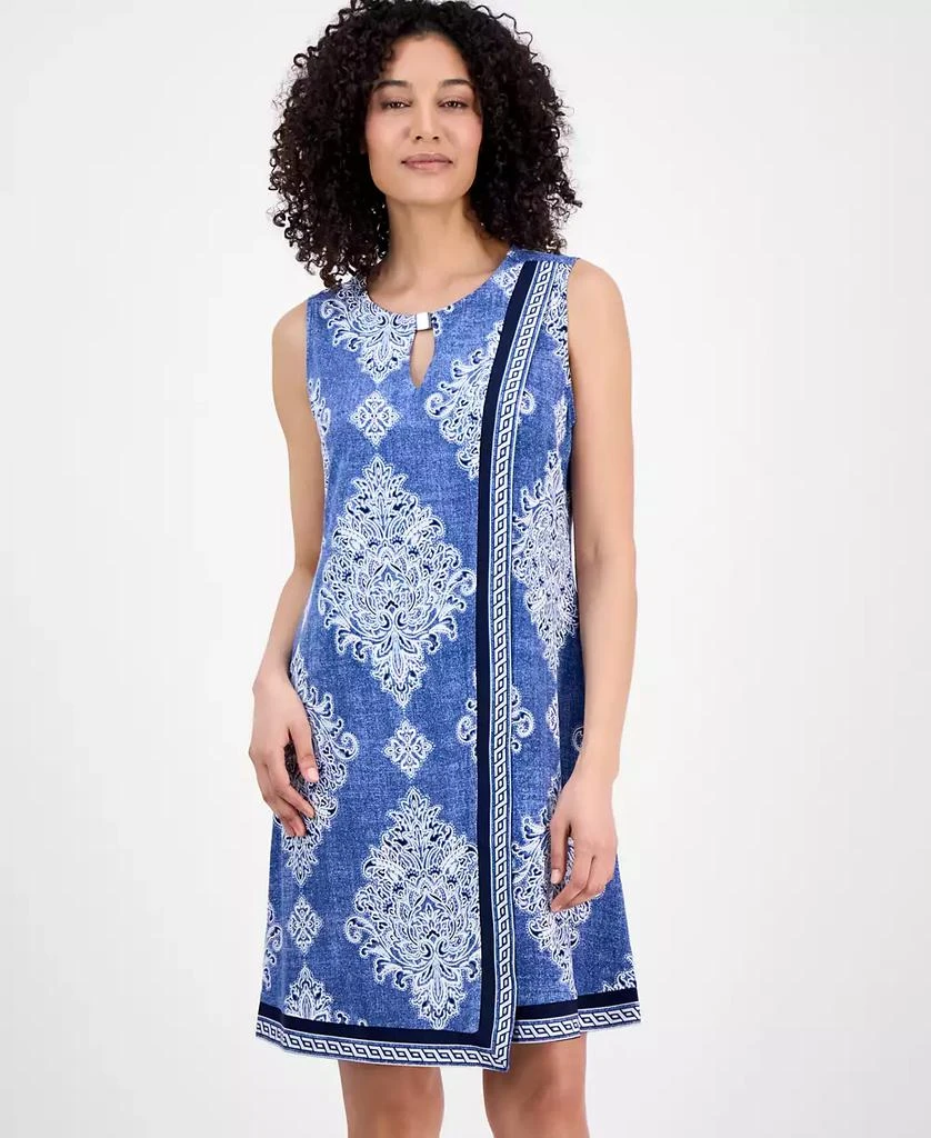 Sandra Darren Petite Printed Crossover Shift Dress 4