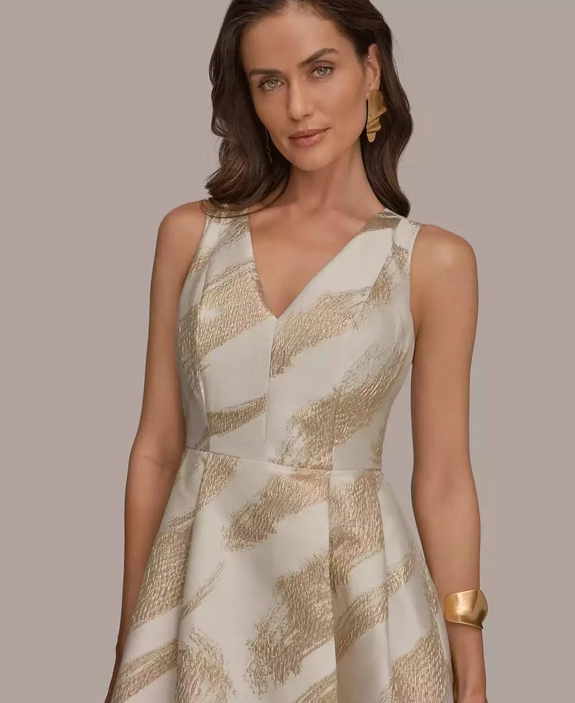 Donna Karan Women
s V-Neck High-Low Jacquard Gown 4