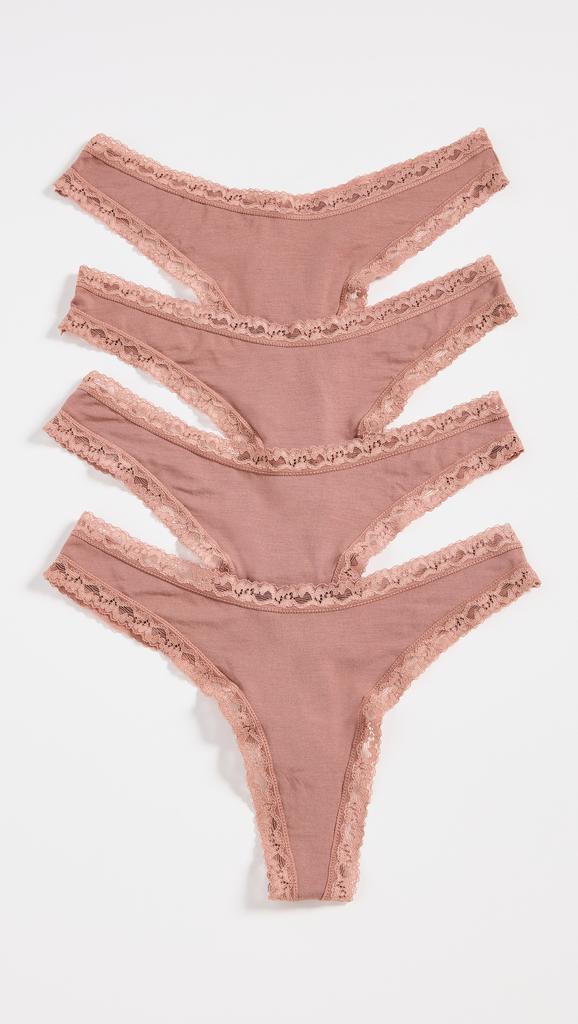 Stripe  Stare Mocha Thong 4-Pack Box