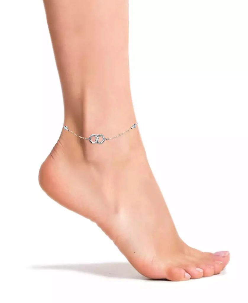 Giani Bernini Cubic Zirconia Pavé Interlocking  Circles Ankle Bracelet in Sterling Silver or Two Tone Sterling Silver 
18K Gold-Plated Sterling Silver 2