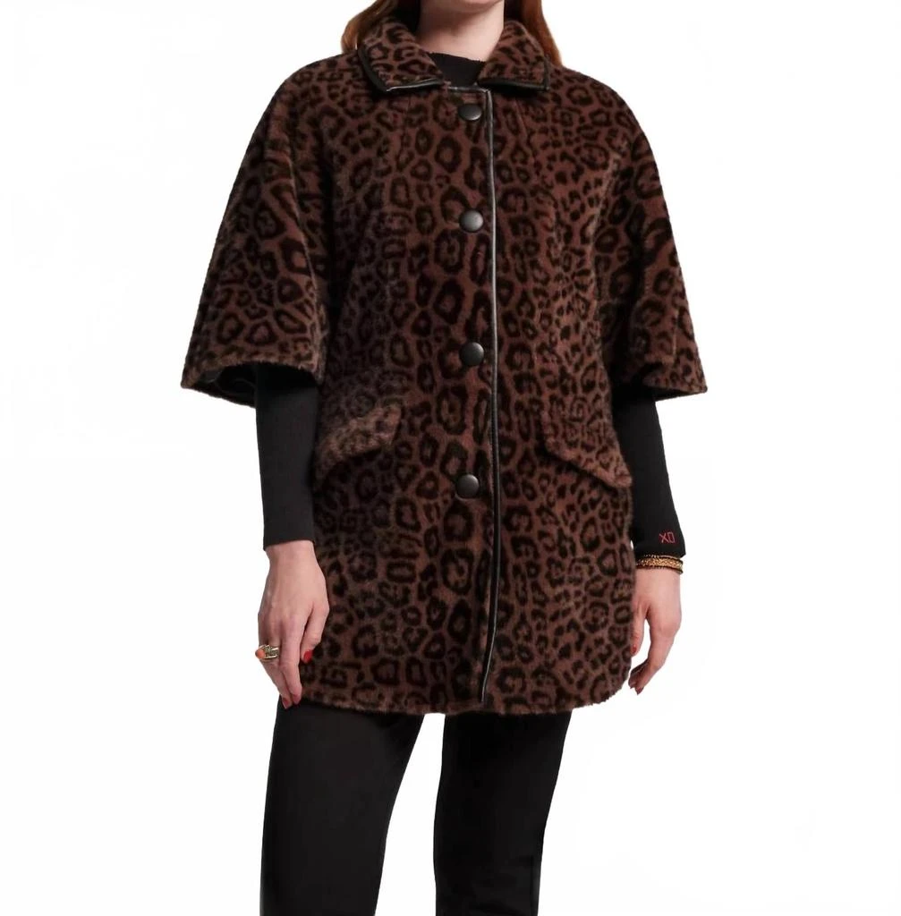 Frances Valentine Nico Faux Fur Poncho In Jaguar