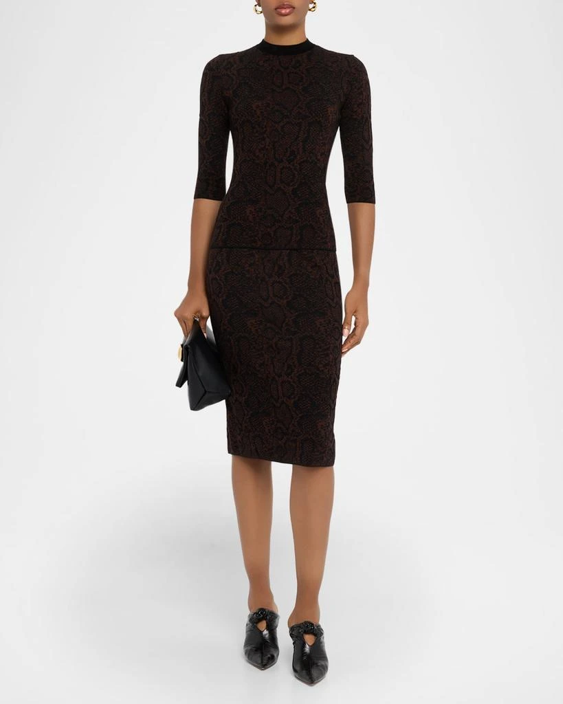 Stella McCartney Textured Snake Jacquard Elbow-Sleeve Top 2